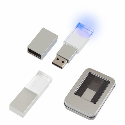 EF-139-16 Kristal USB Bellek 16 GB (Mavi Işıklı)